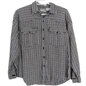 Vintage cotton trending Black Gingham Check Shirt oversized small @o